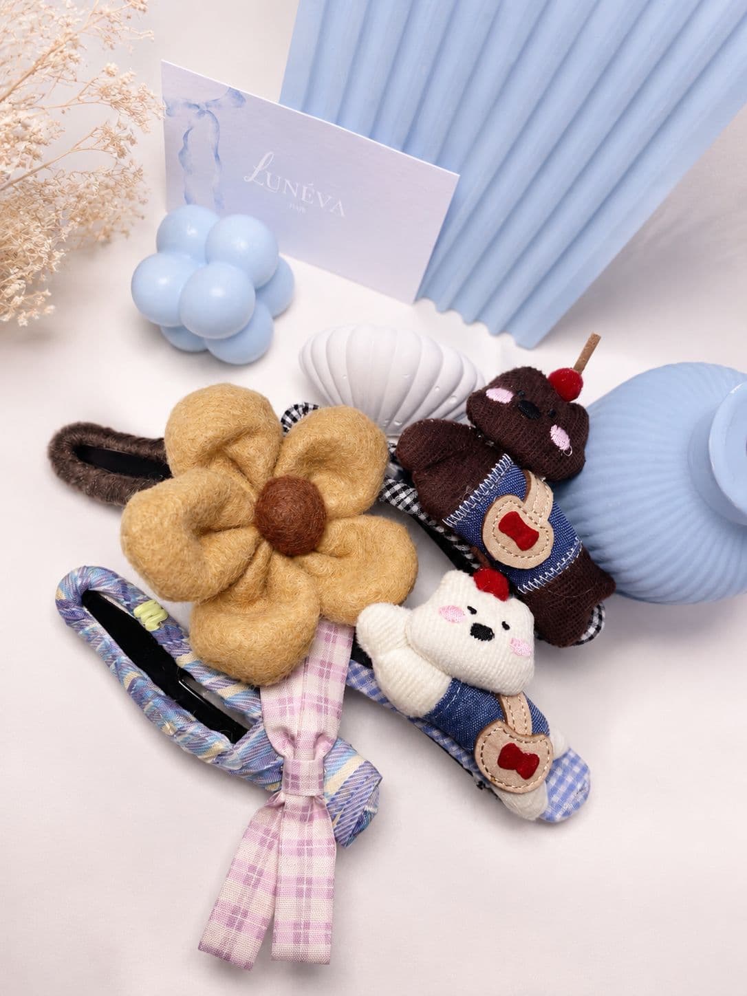 Jepit Rambut Character Ribbon Flower – Korean Cute Style