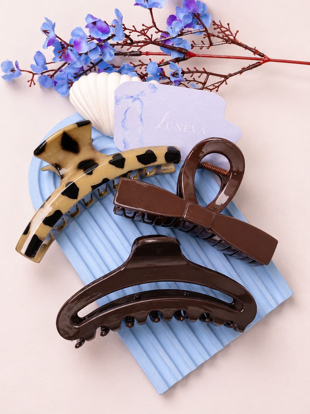 Jepit Rambut Elegant Brown Leopard Ribbon