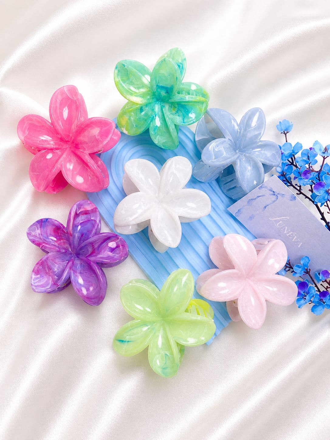 Jepit Rambut Flower Pastel Marble Glossy