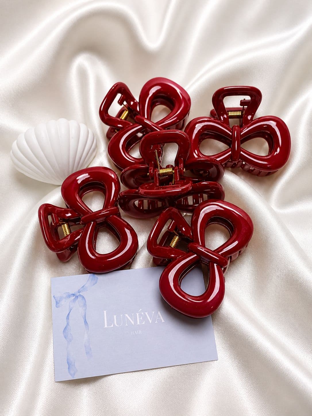 Jepit Rambut Pita Merah Ribbon Bow Elegant