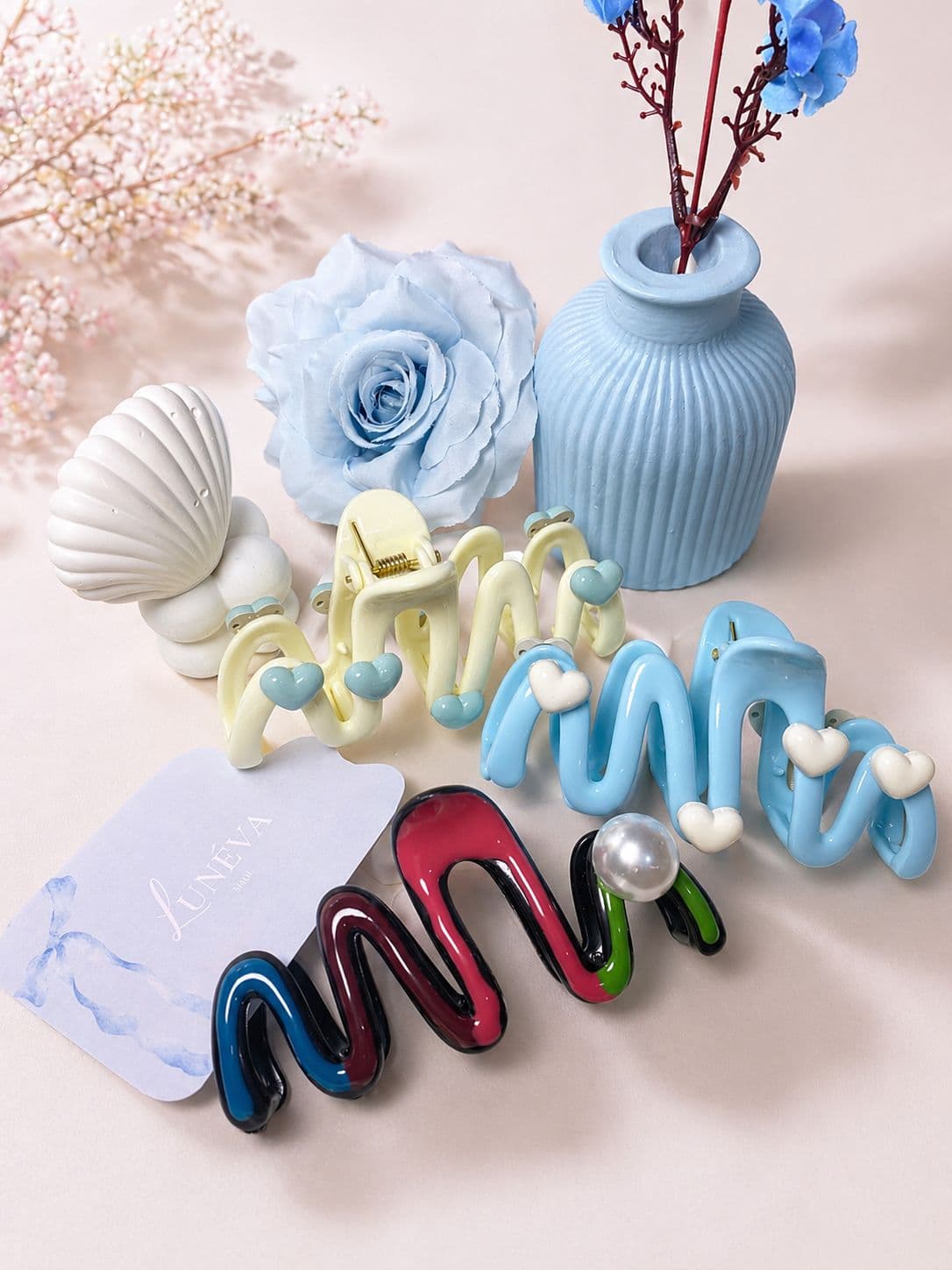 Jepit Rambut Wave Zigzag Heart Pearl